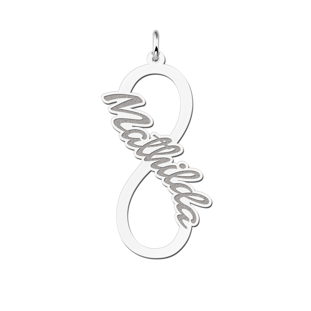 Silver infinity pendant with written name