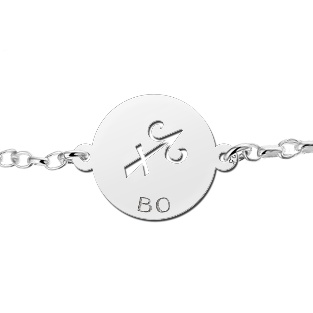 Silver star sign bracelet round Sagittarius