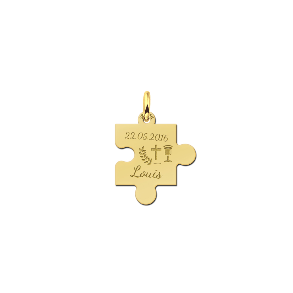 Golden pendant puzzle piece