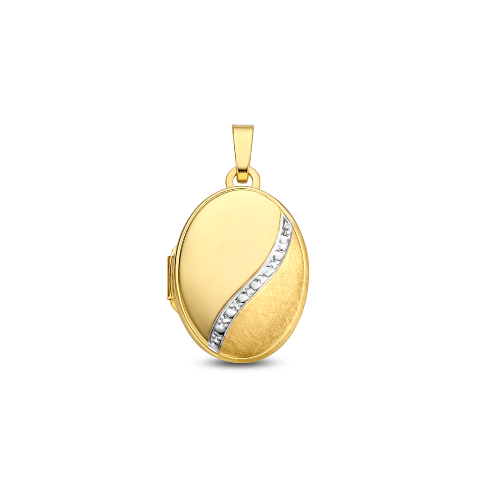 Gold oval medallion with decorative line