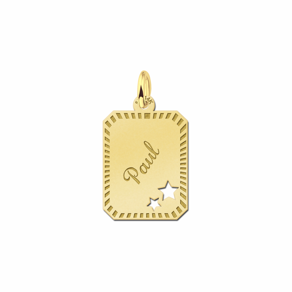 Gold Personalised Necklace with Name, Border and Stars