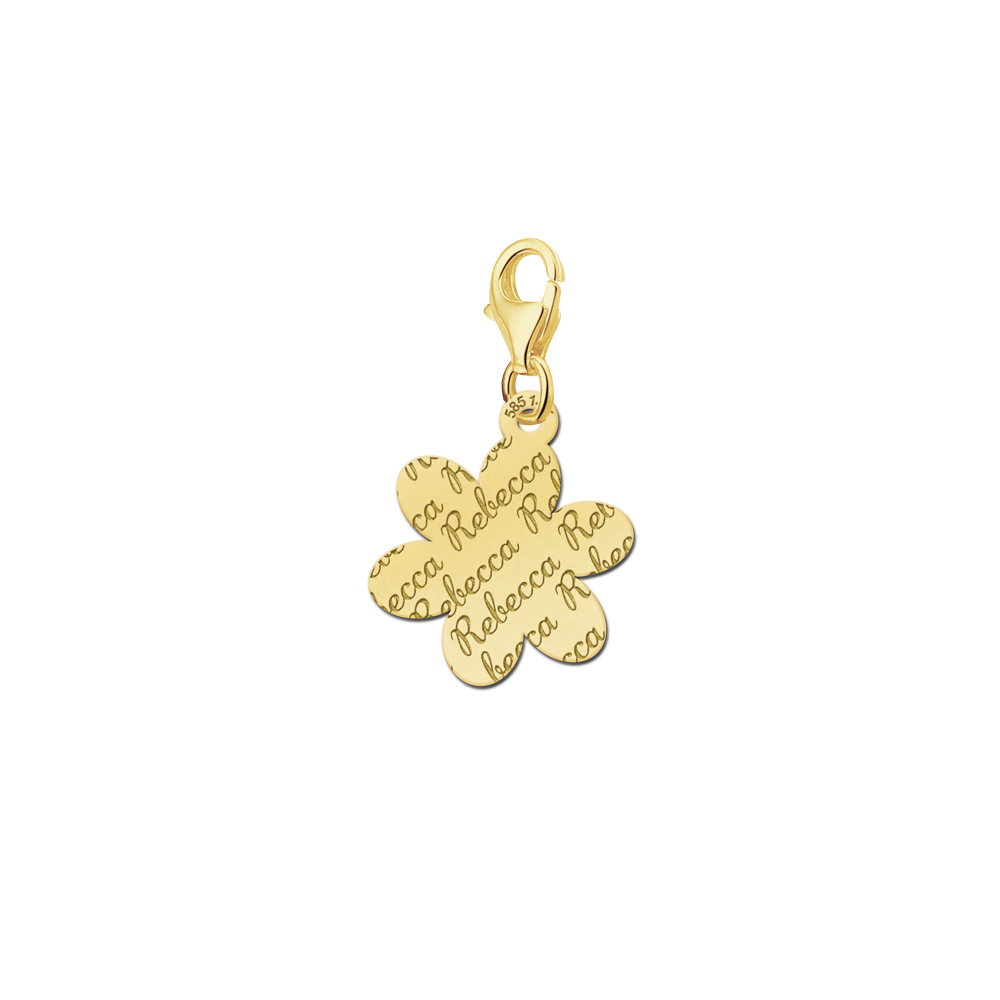 Gold Engraved Charm, Flower