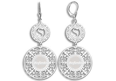 Silver earrings with name and initial