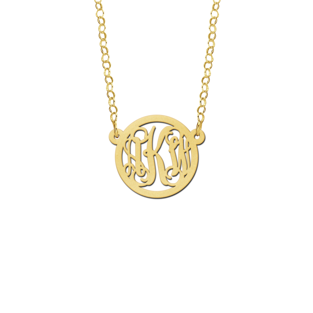 Gold Monogram Necklace with Chain, Extra Small