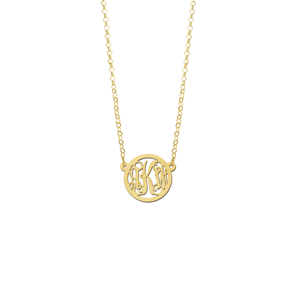 Gold Monogram Necklace with Chain, Extra Small