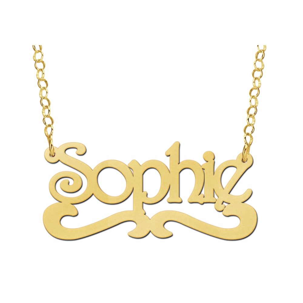 Gold plated name necklace, model Sophie