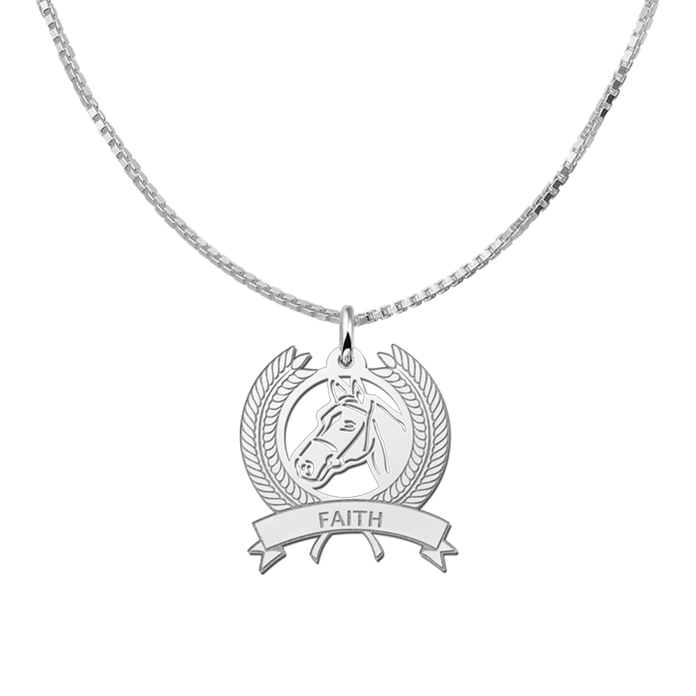 Silver pet namependant wreath horseshead