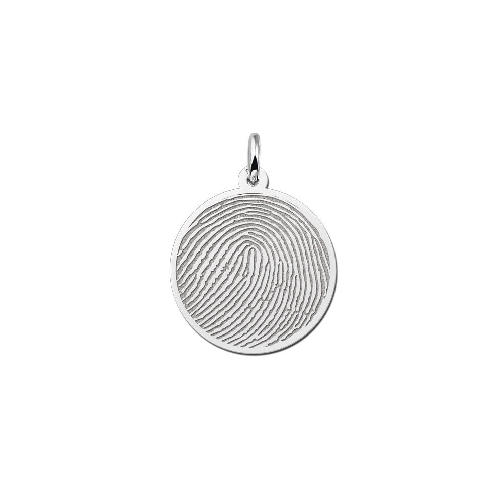 Silver round fingerprint pendant