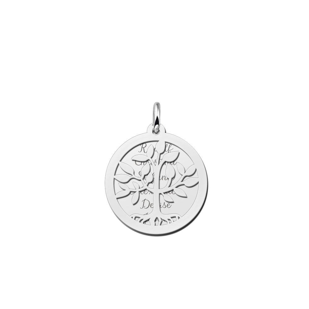 Silver tree of life necklace with two discs