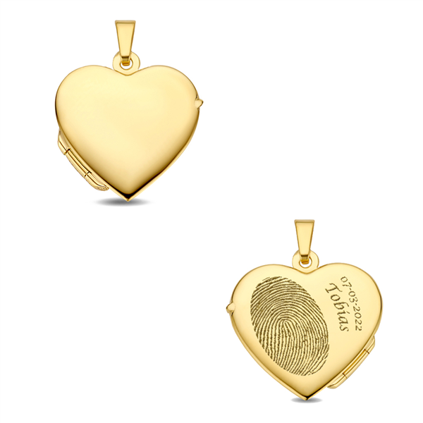 Gold heart medallion with engraving