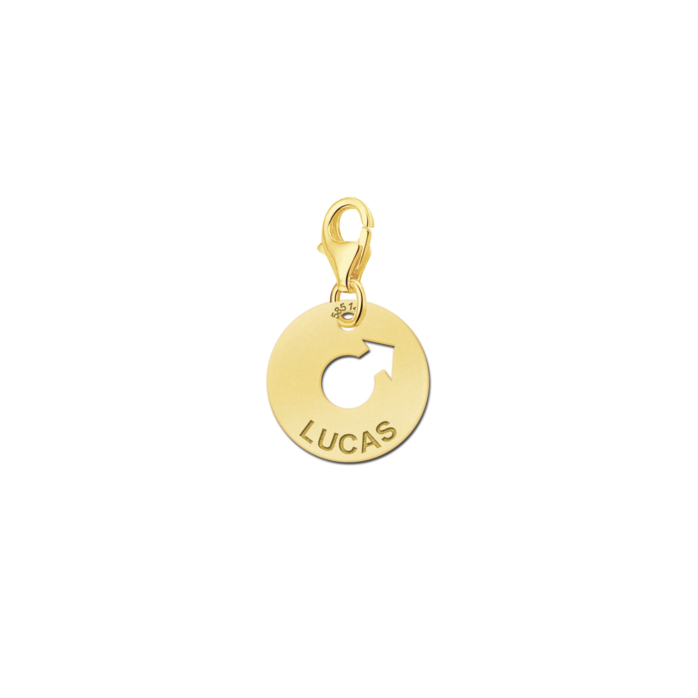 14K gold boy charm with name and male symbol