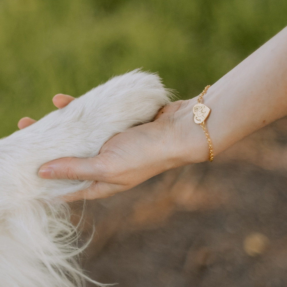 Gold portrait dog bracelet pug