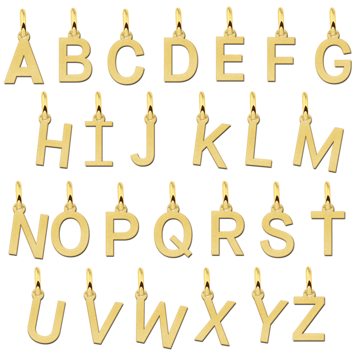 Minimalistic letter pendant of gold