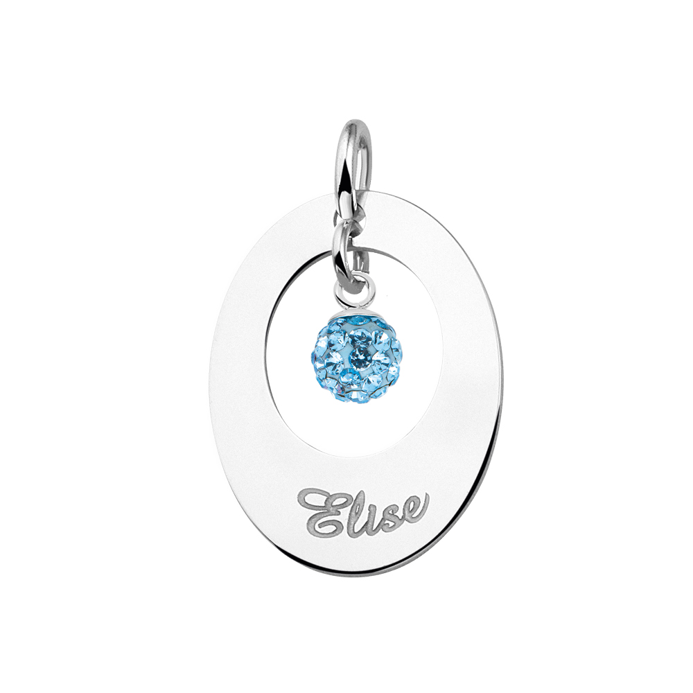 Silver pendant oval cubic zirconia