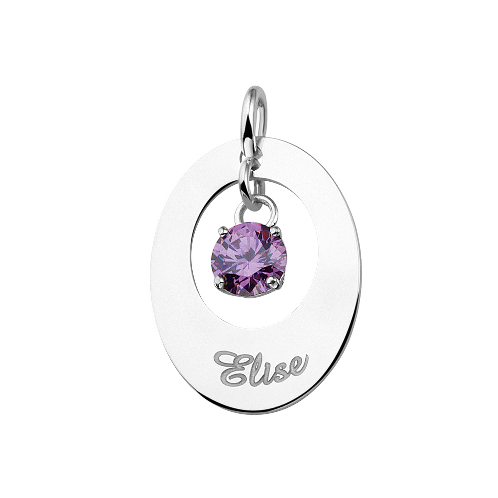 Silver pendant oval cubic zirconia