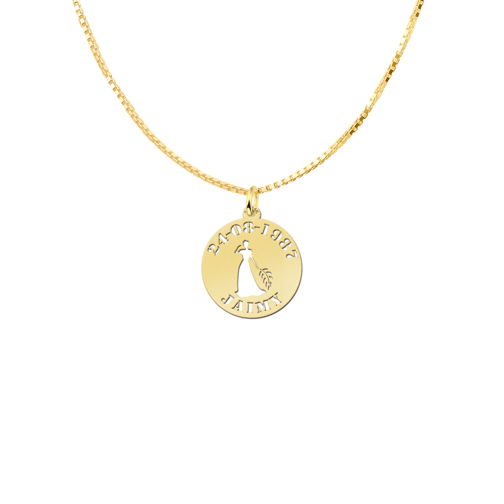 Golden Zodiac Round Namependant Virgo