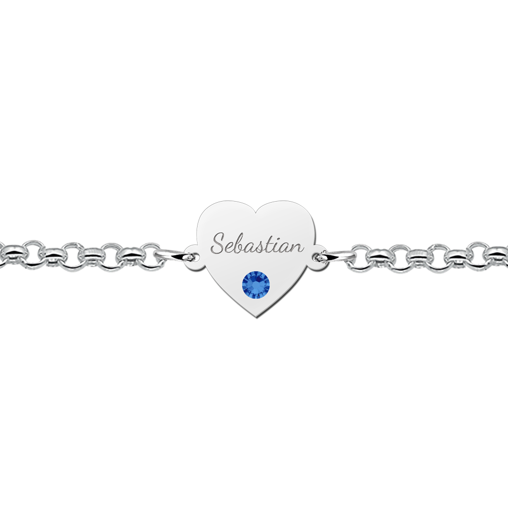 Heart of silver bracelet with engraving