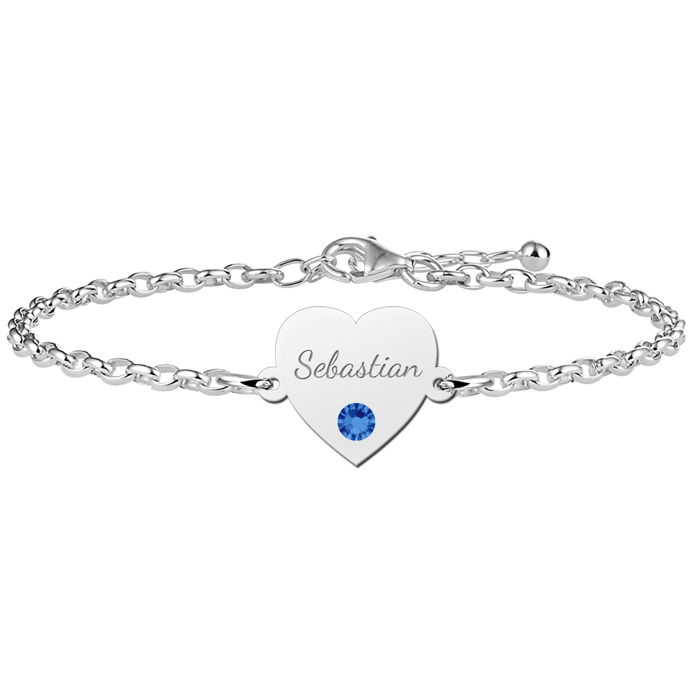 Heart of silver bracelet with engraving