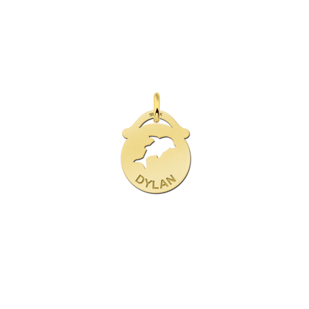 Gold Namependant with Dolphin