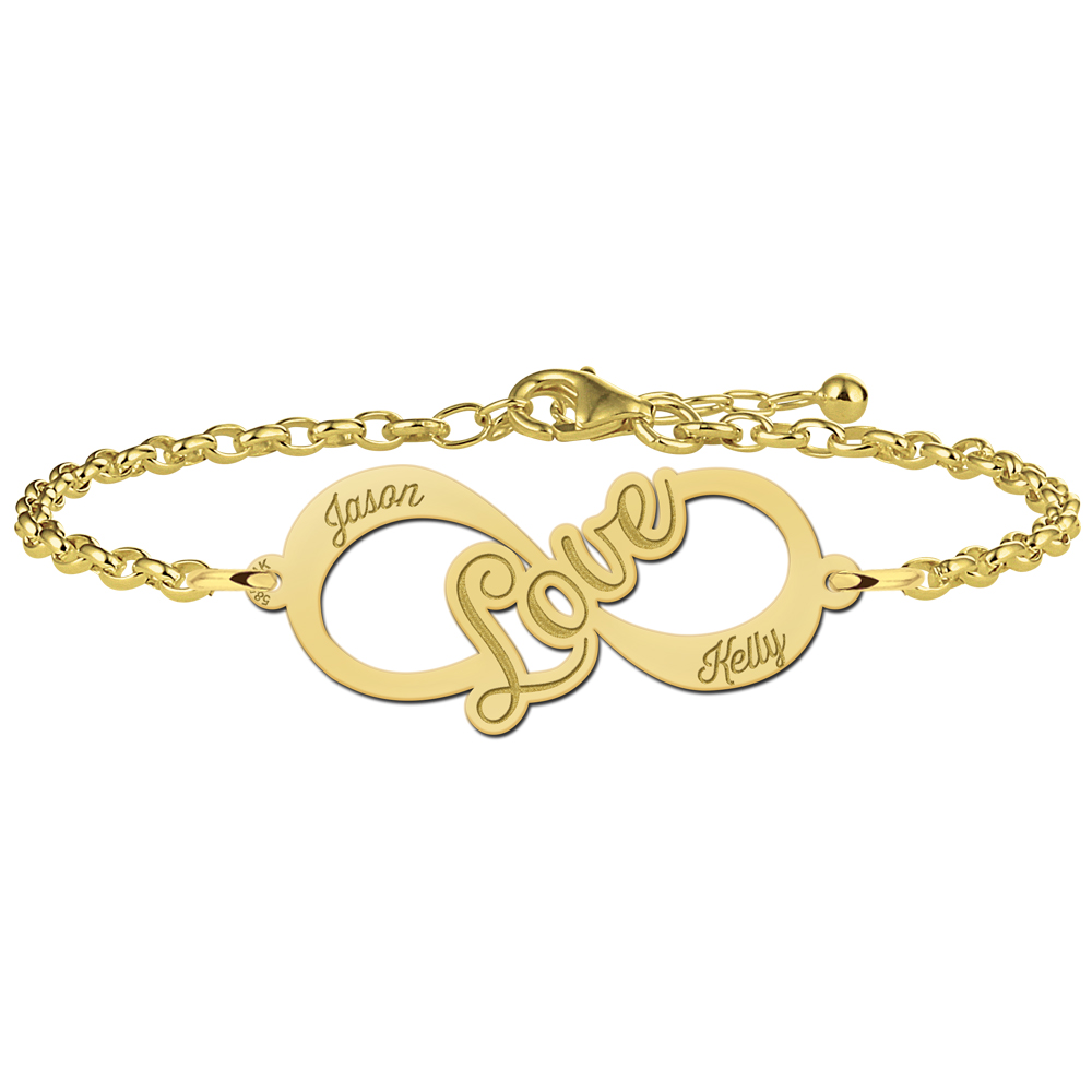 Golden infinity bracelet "Love"