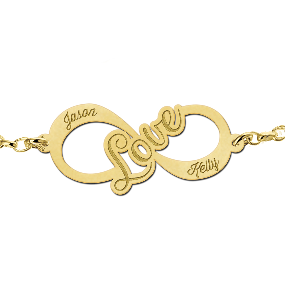 Golden infinity bracelet "Love"