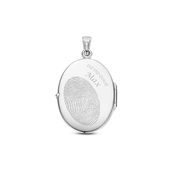 Silver medallion oval with a guardian angel