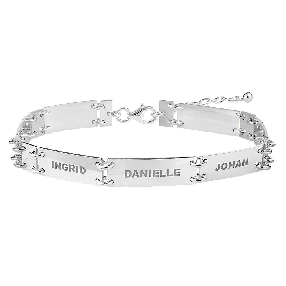 Silver name bracelet with 7 names
