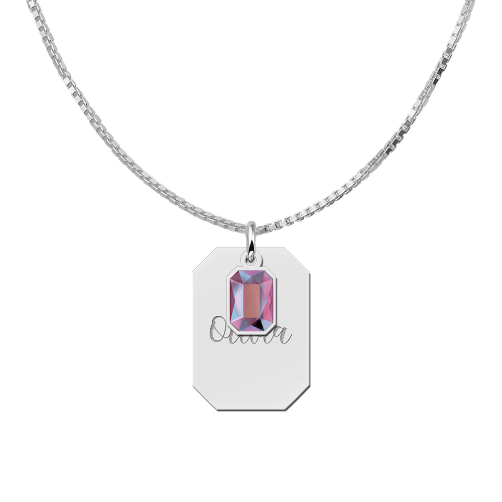 Silver pendant with a hanging swarivski stone