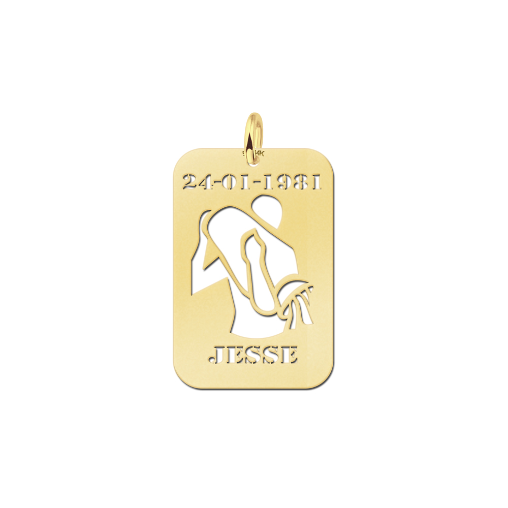 Golden Star Sign Pendant Aquarius