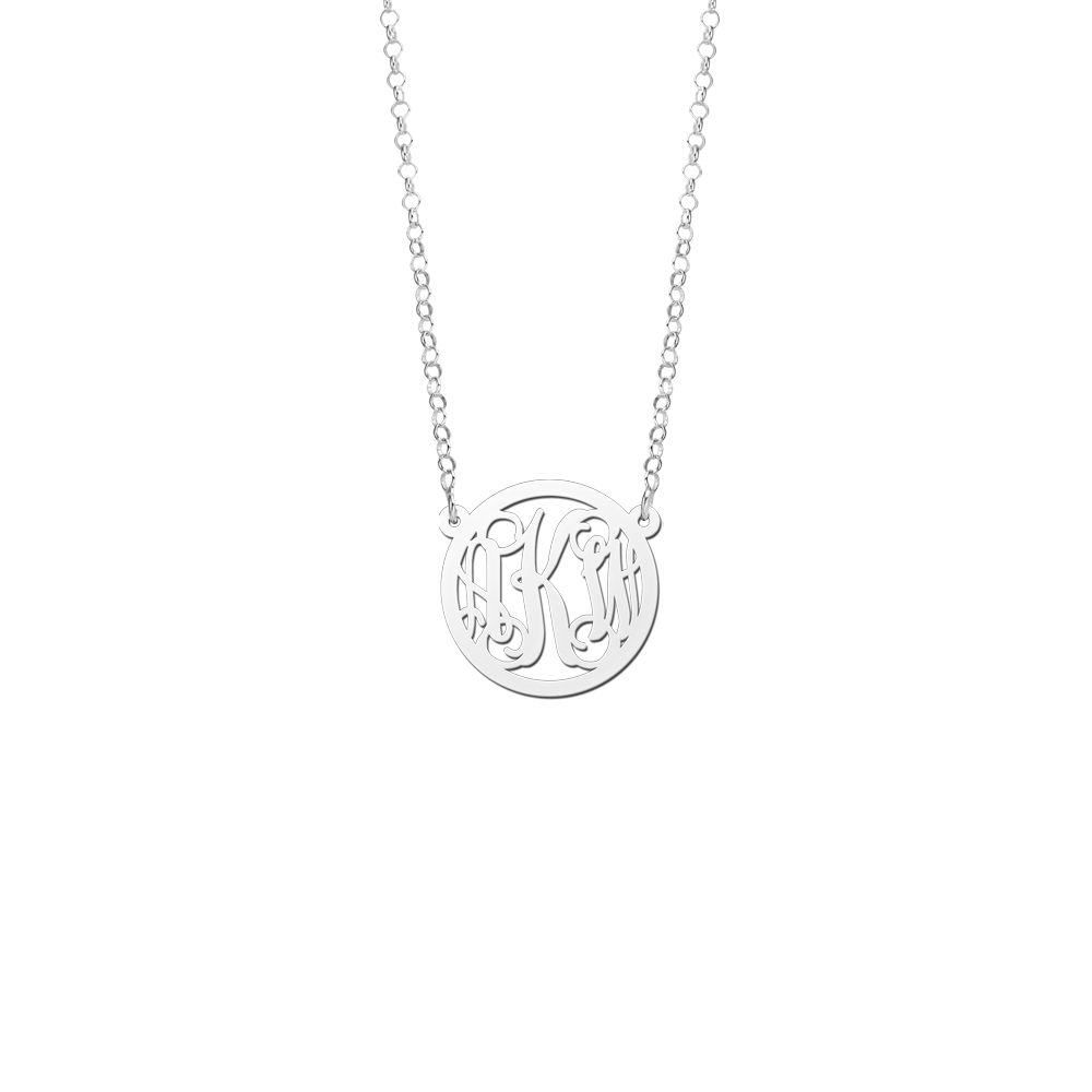 Silver Monogram Necklace with Chain, Small