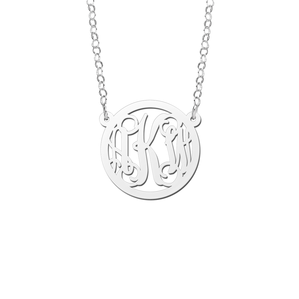 Silver Monogram Necklace with Chain, Small