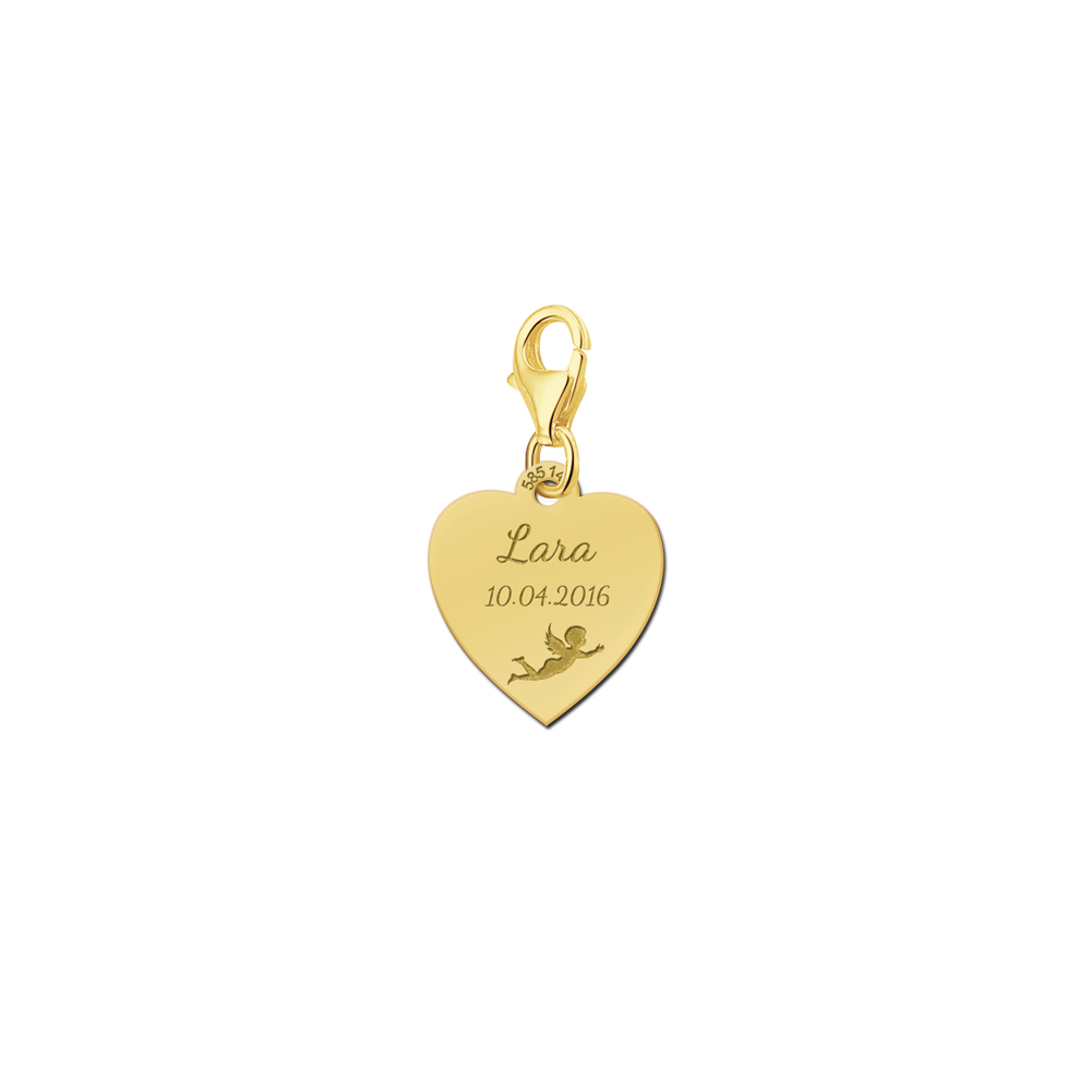 Golden communion charm heart with angel