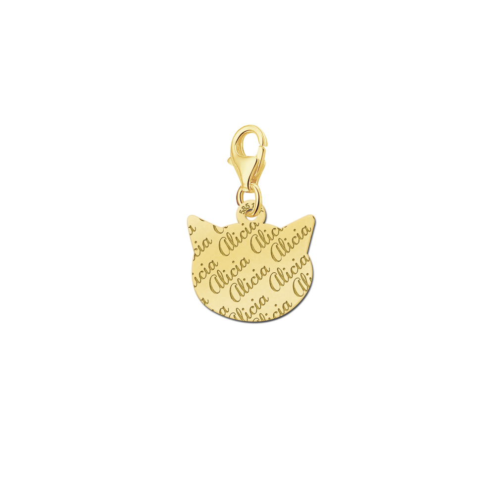 Gold Engraved Charm, Catshead