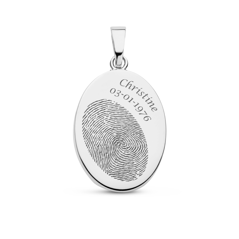 Silver ash pendant oval