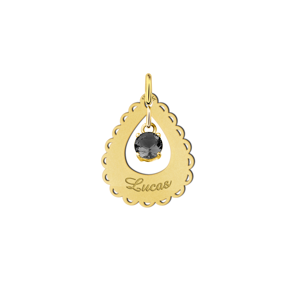 Golden Pendant Teardrop Lace Cubic Zirconia