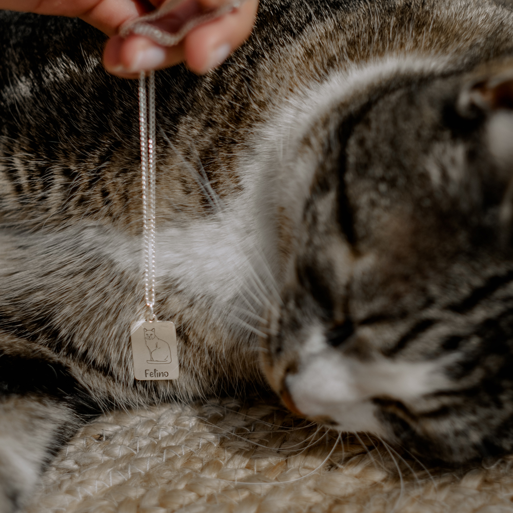 Necklace with cat Russian Blue zilver