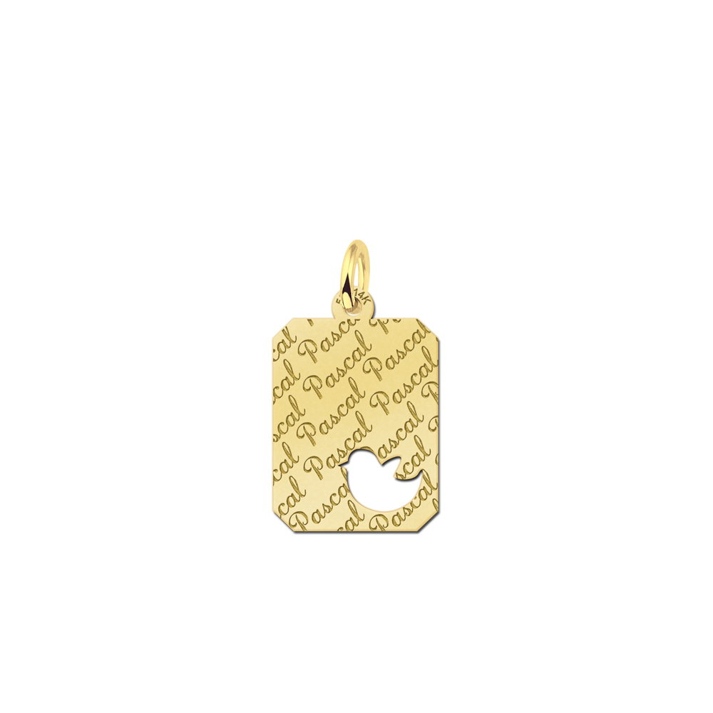 Gold Personalised Pendant with Bird and Name