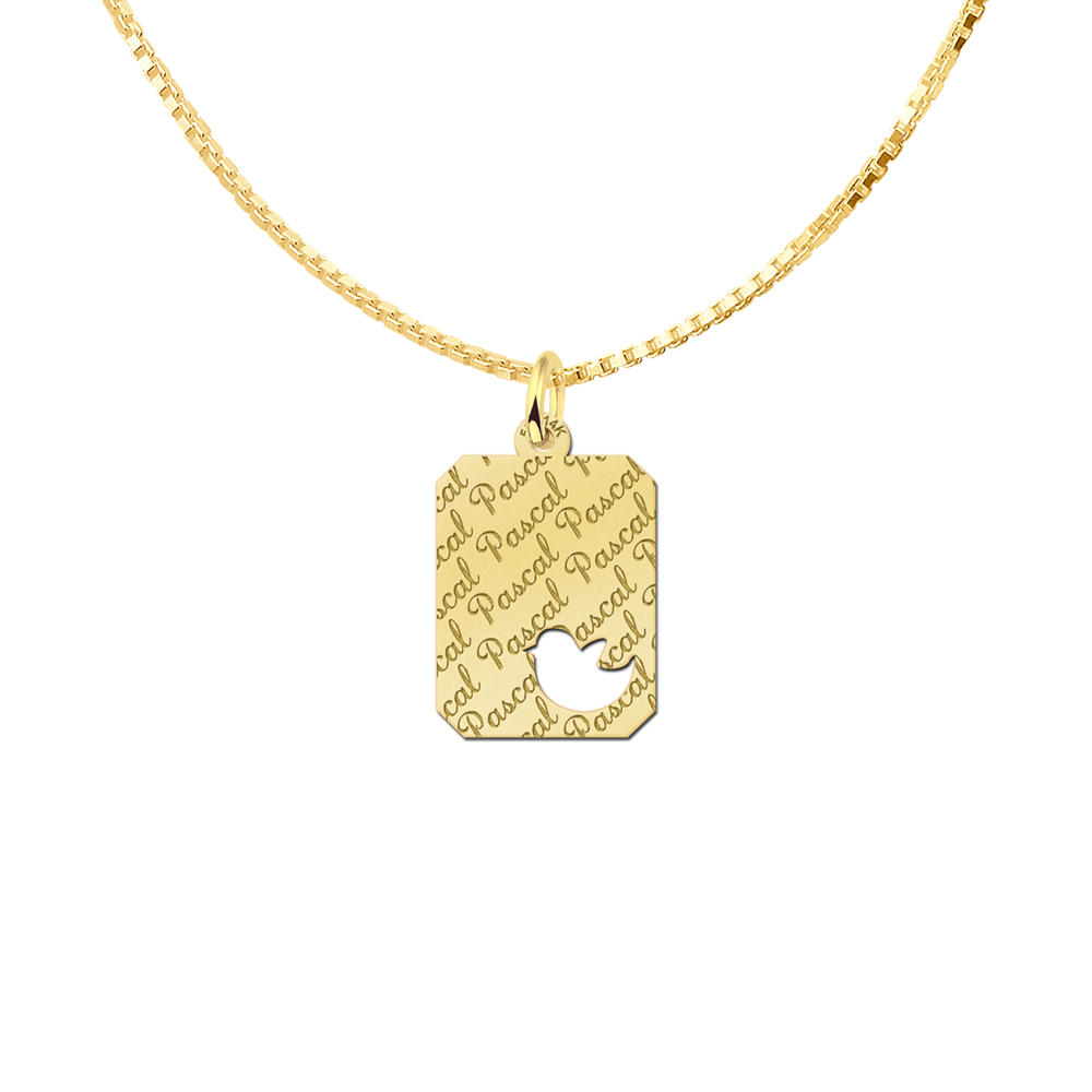 Gold Personalised Pendant with Bird and Name