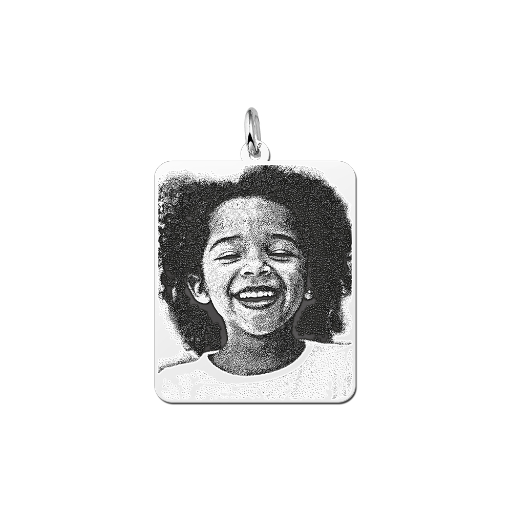 Silver photo pendant necklace dog tag