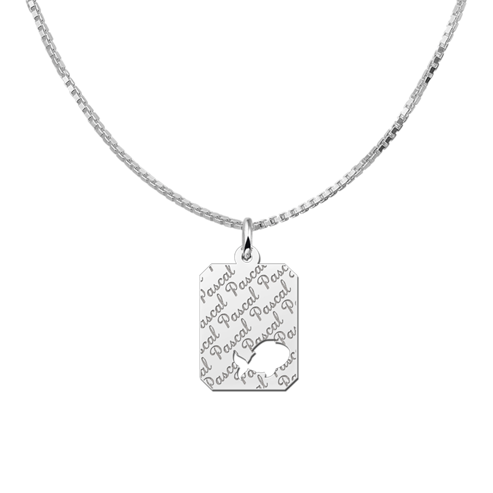 Silver Personalised Pendant, Fish with Name Repeated