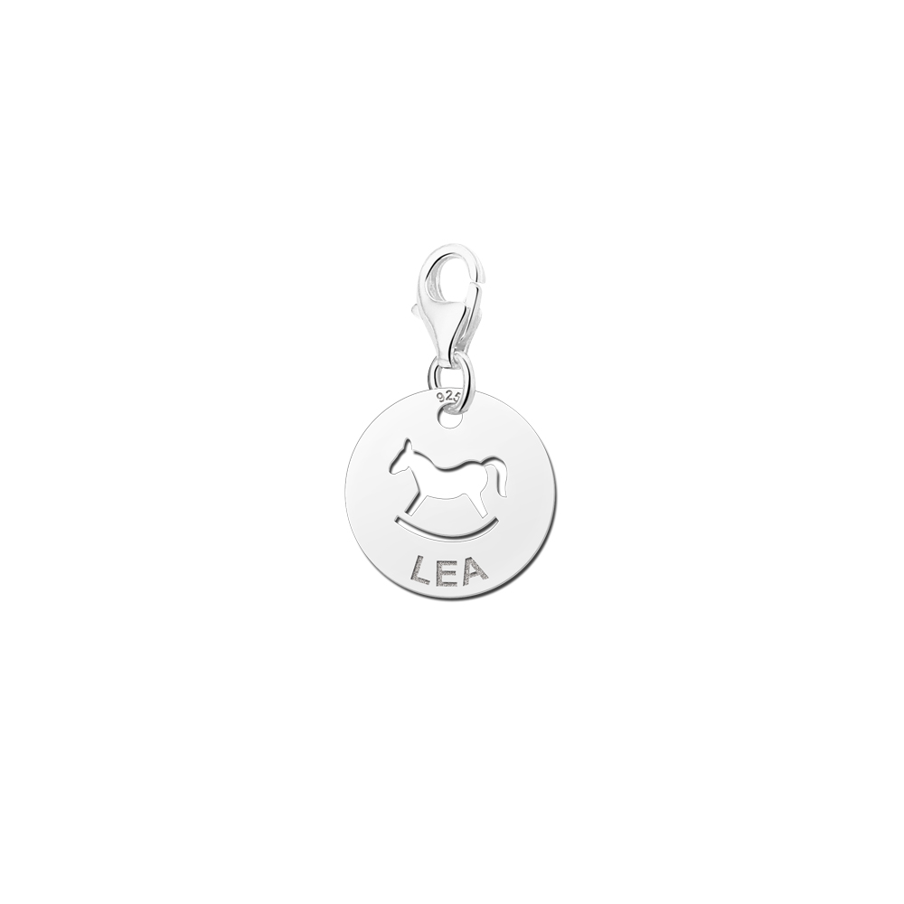 Silver baby charm - rocking horse