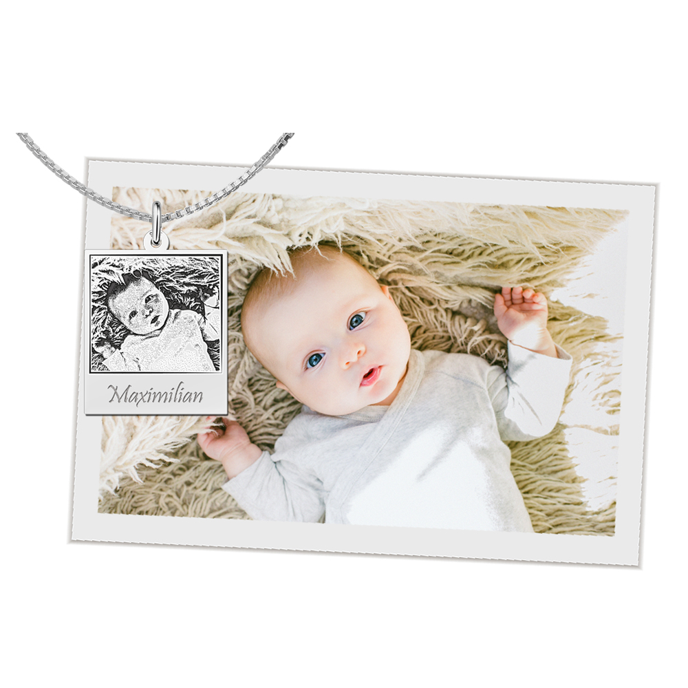 Silver polaroid photo pendant