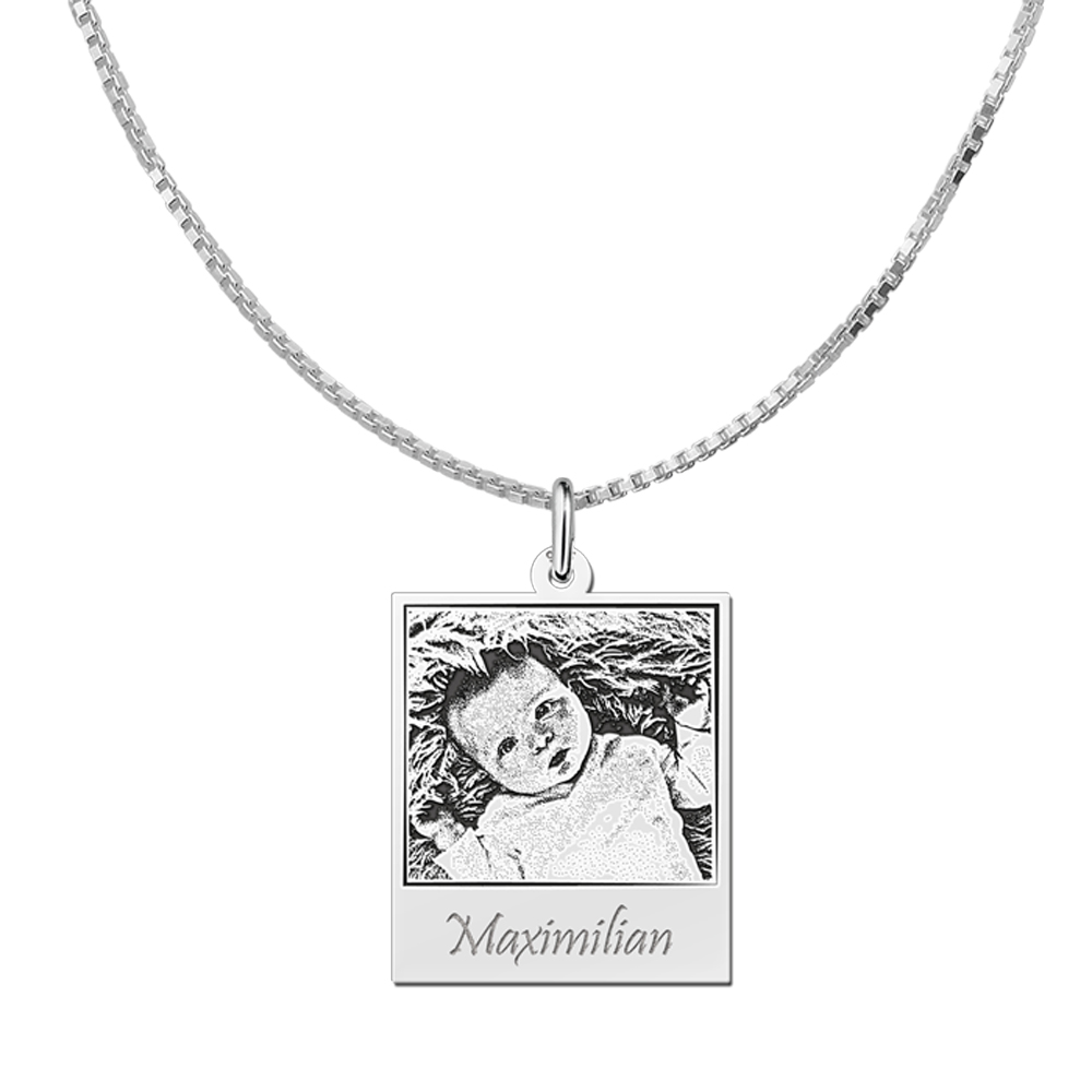 Silver polaroid photo pendant