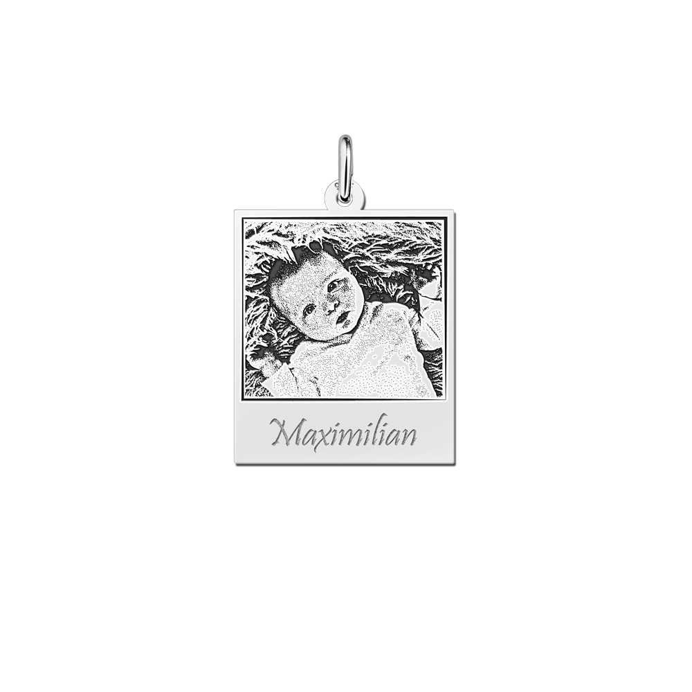 Silver polaroid photo pendant