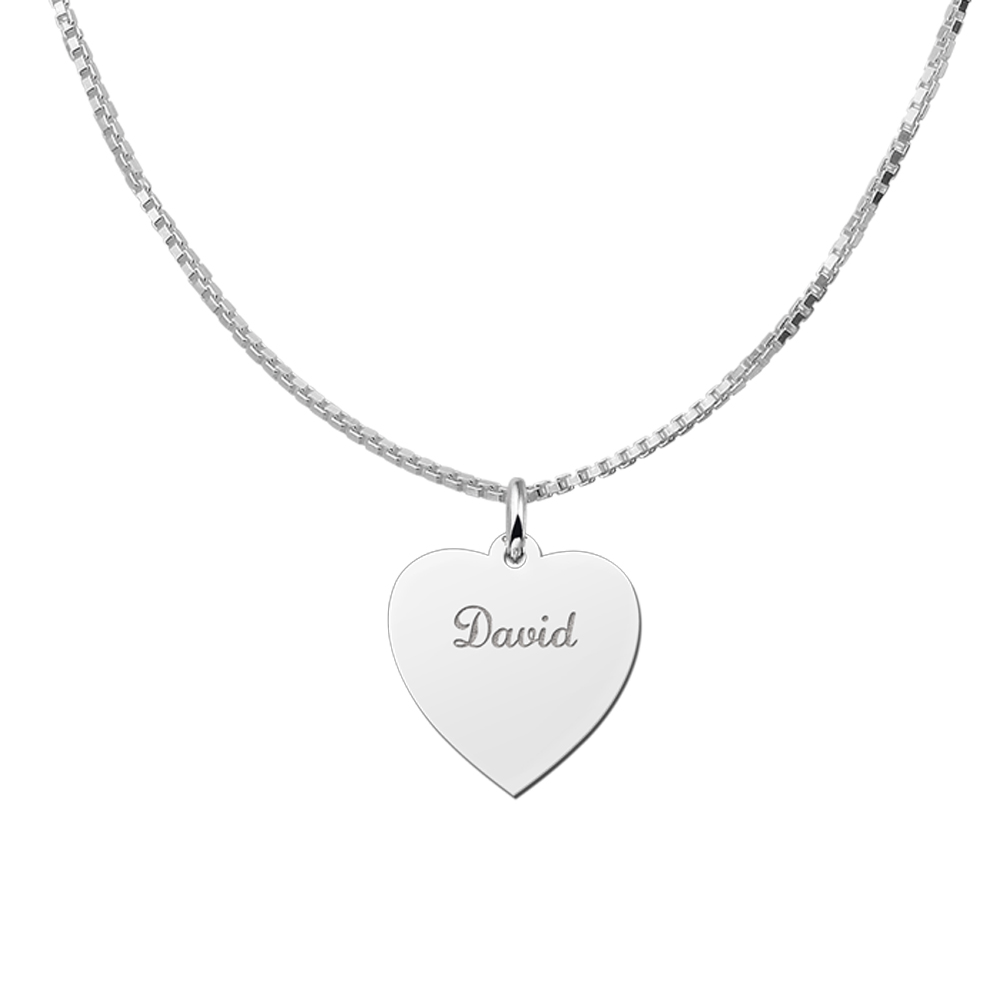 Silver Heart Necklace with Name