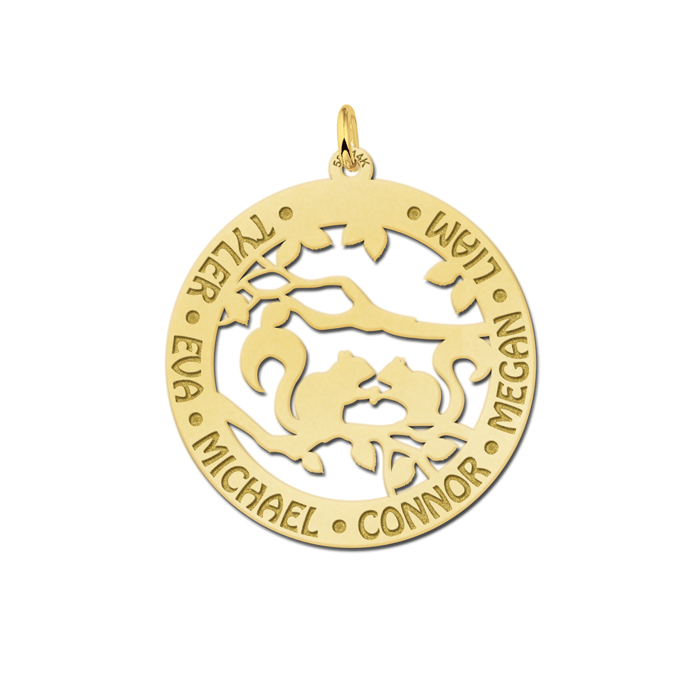 Gold Pet Namependant Round Squirrels