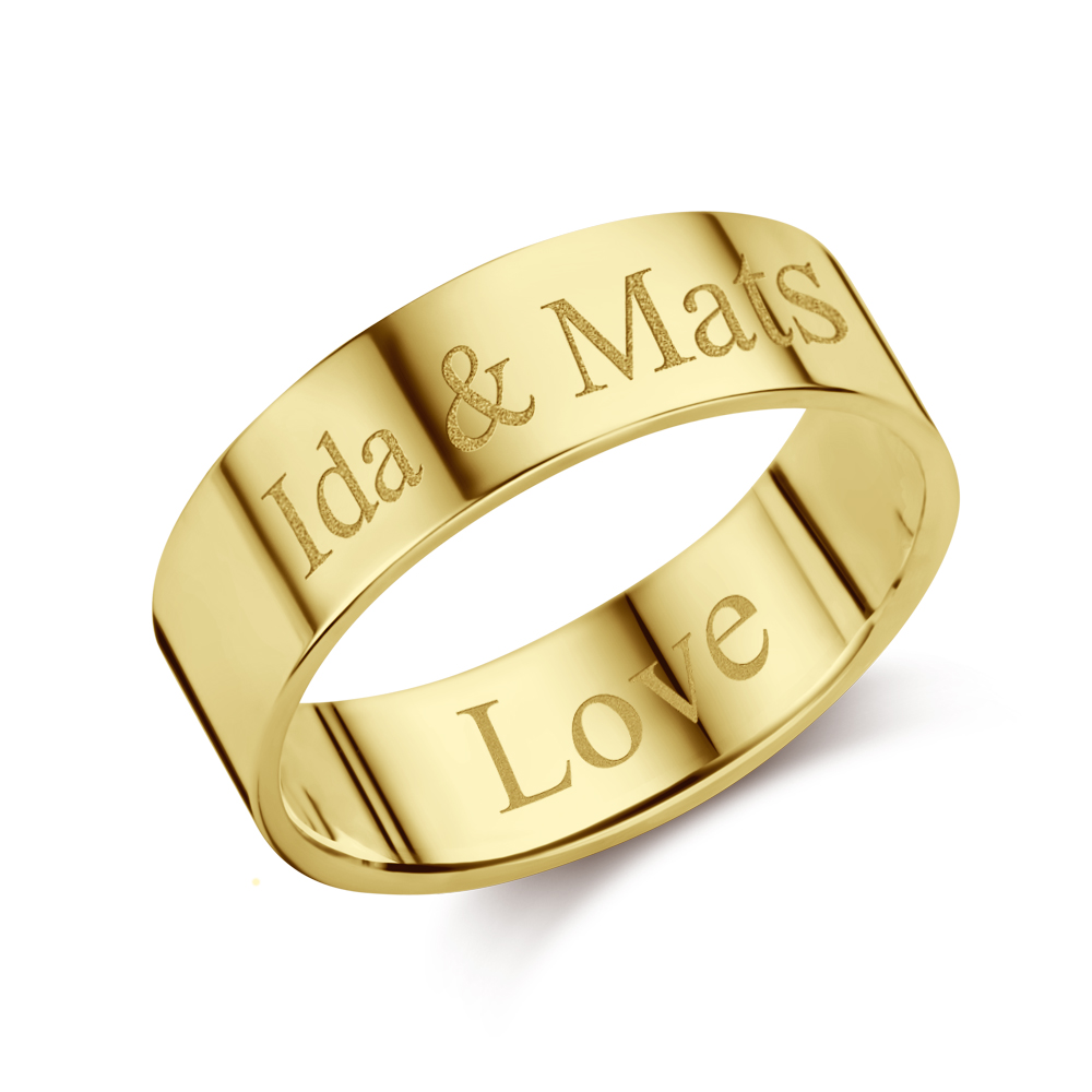 Gold ring with  name - 6 mm flat