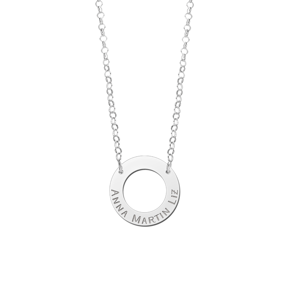 Silver minimalist ring pendant with names