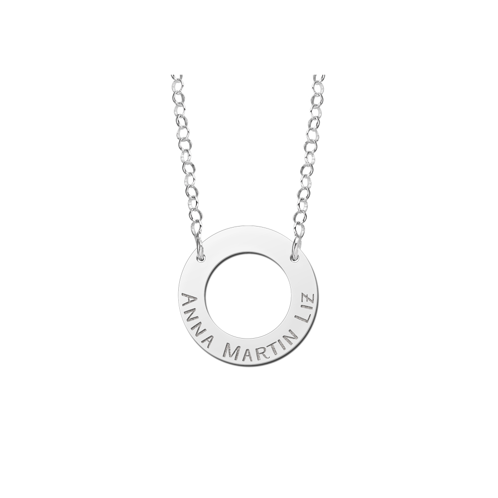 Silver minimalist ring pendant with names