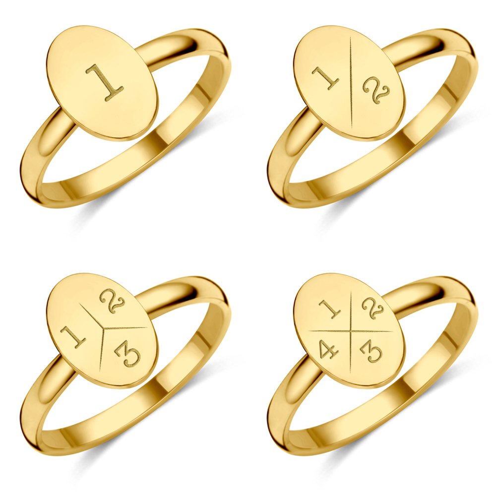 Gold oval ring with initials